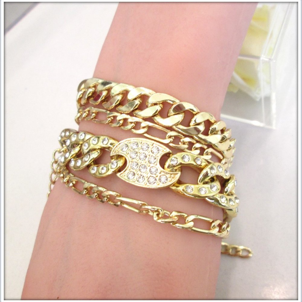 14k gold over multilaire ladies luxury bracelet